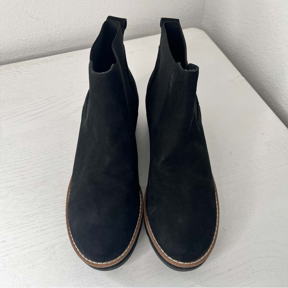 Eileen Fisher Black Lilou Nubuck and Recycled Stretch Knit Bootie Women's Size 7 - Picture 4 of 8